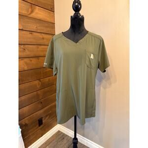 Carhartt Force Scrub Top – Olive Green – Size XL – Modern Fit – Stretch Fabric